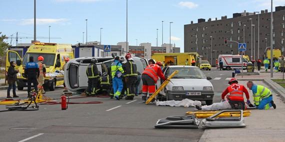 Realizado un simulacro de accidente de tráfico en el Ensanche Sur de Alcorcón