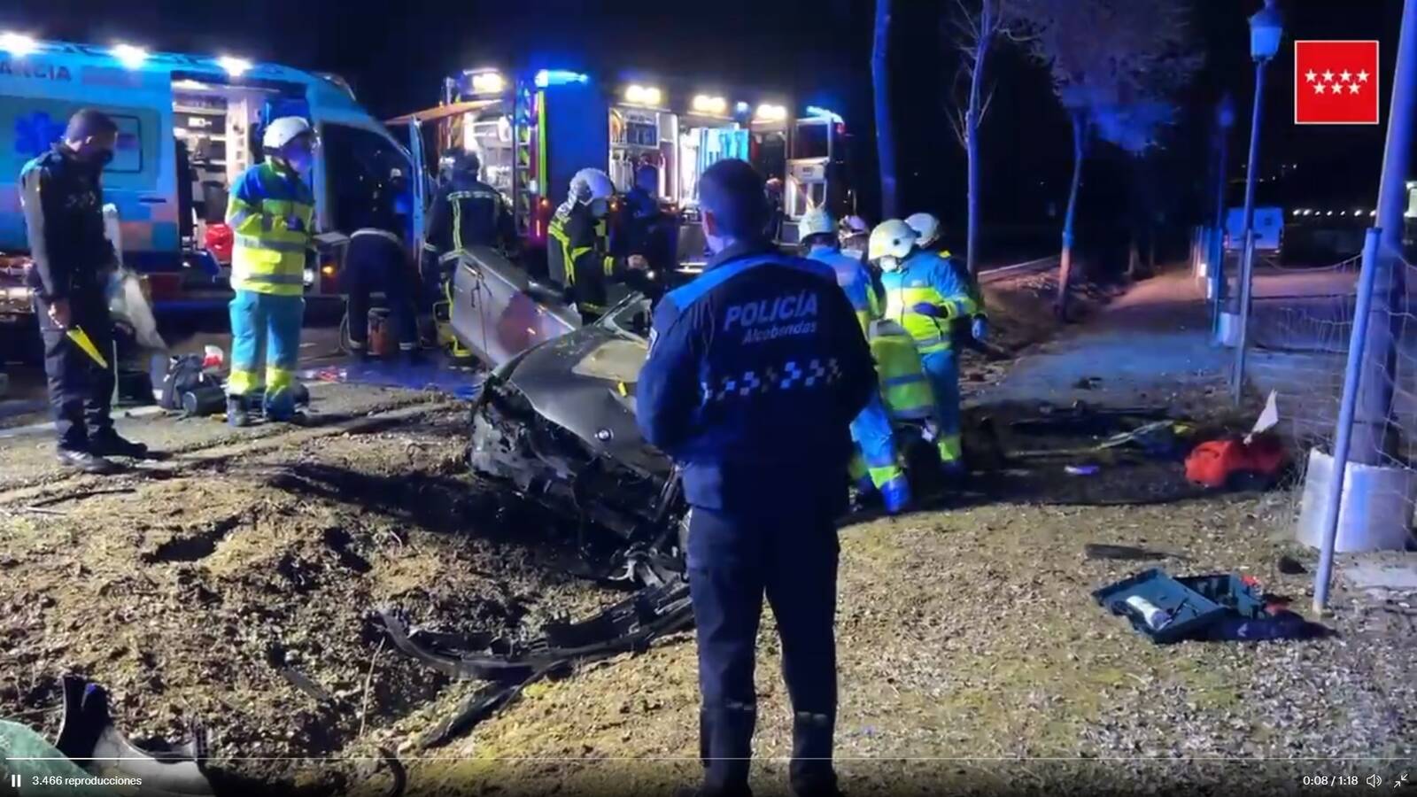 Un hombre herido grave tras impactar su vehículo contra un árbol en Alcobendas