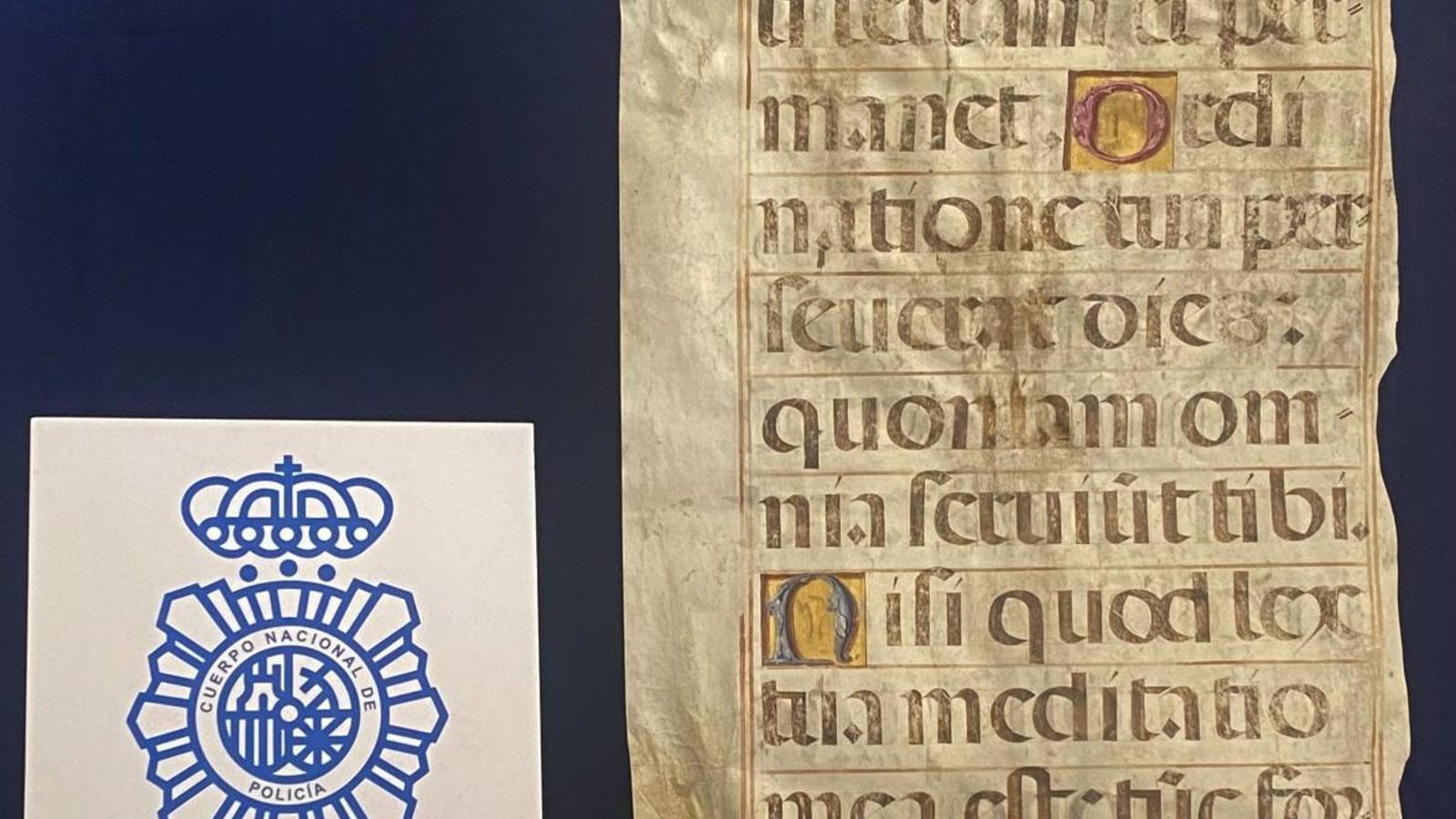 La Policía recupera un manuscrito musical del siglo XVI robado del Monasterio del Escorial