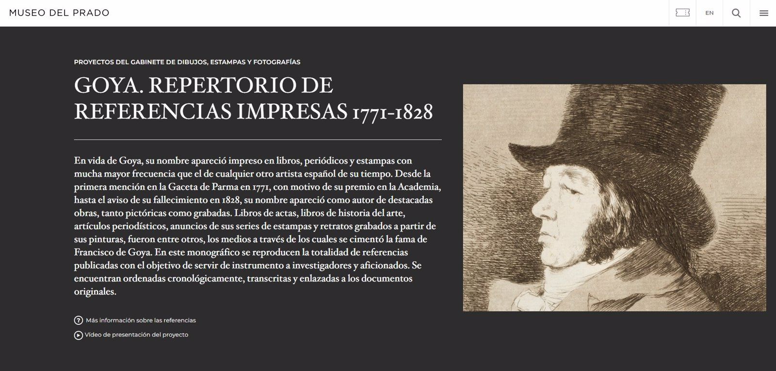 El Museo del Prado lanza un repertorio digital con referencias impresas sobre Goya