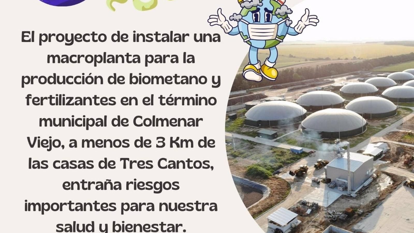  La Asociación Vecinal de Tres Cantos reclama información sobre la construcción de una planta de biogás