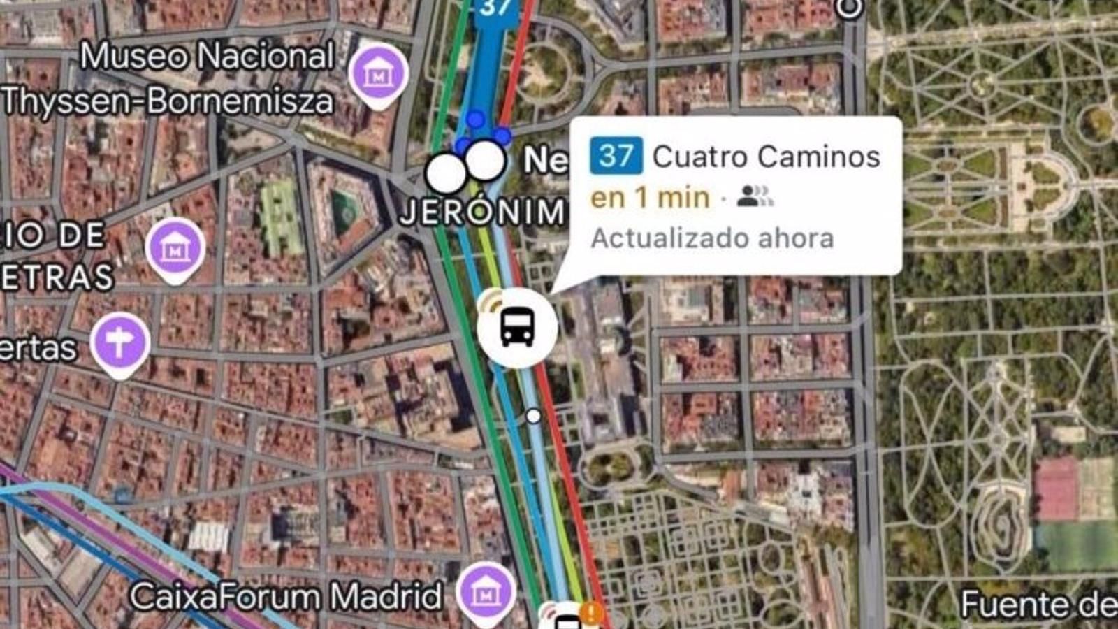 La EMT incorpora el seguimiento en tiempo real de sus autobuses en Google Maps