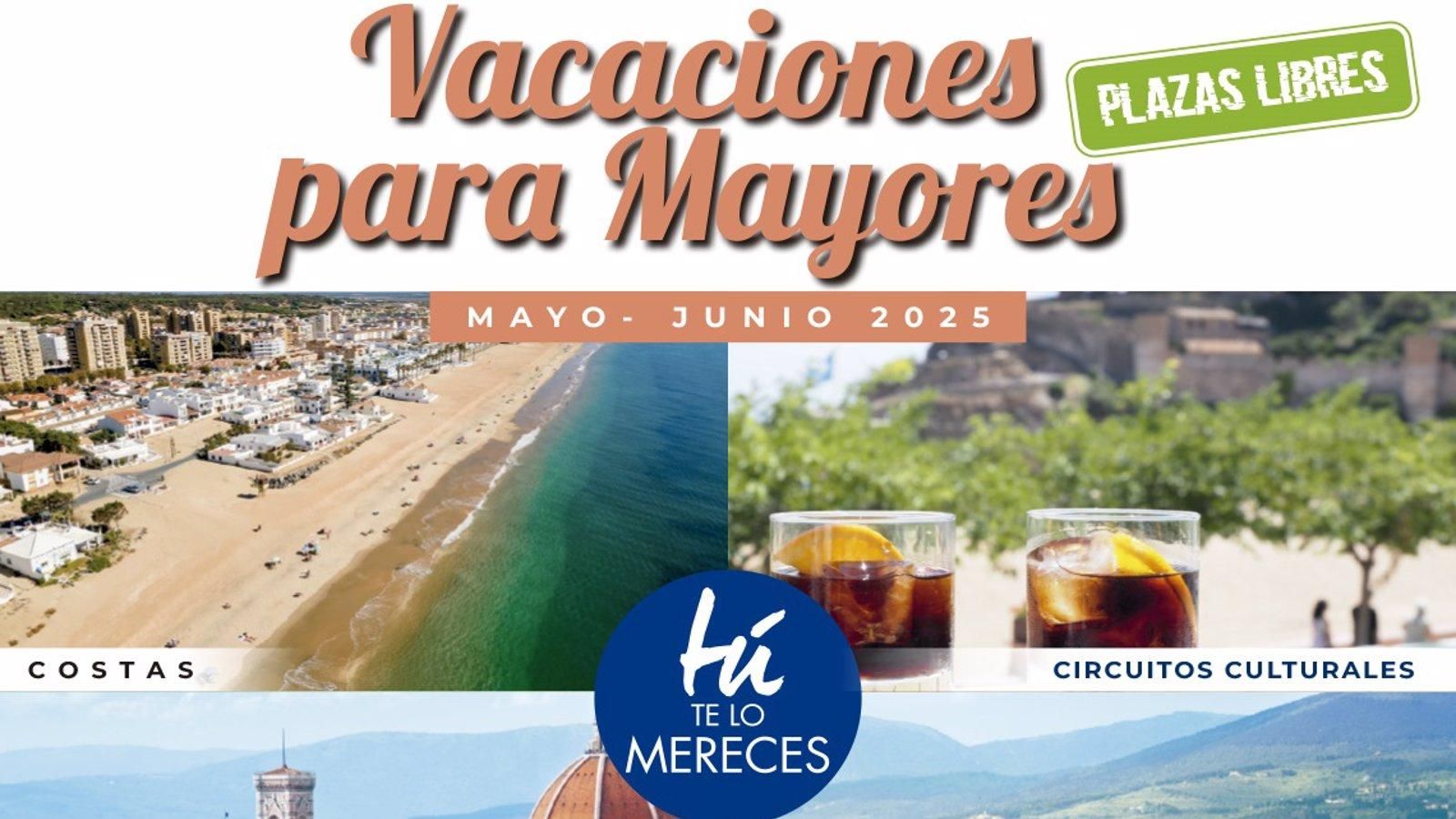 Plazas disponibles en el programa Vacaciones de Mayores de Torrejón